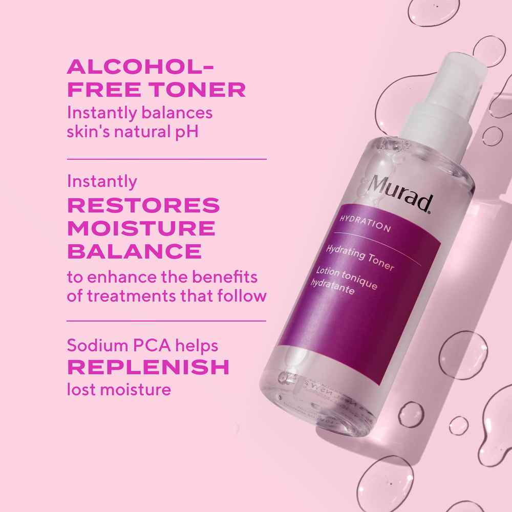 Murad Tonique Hydratant, application douce sur la peau pour une sensation rafraîchissante.