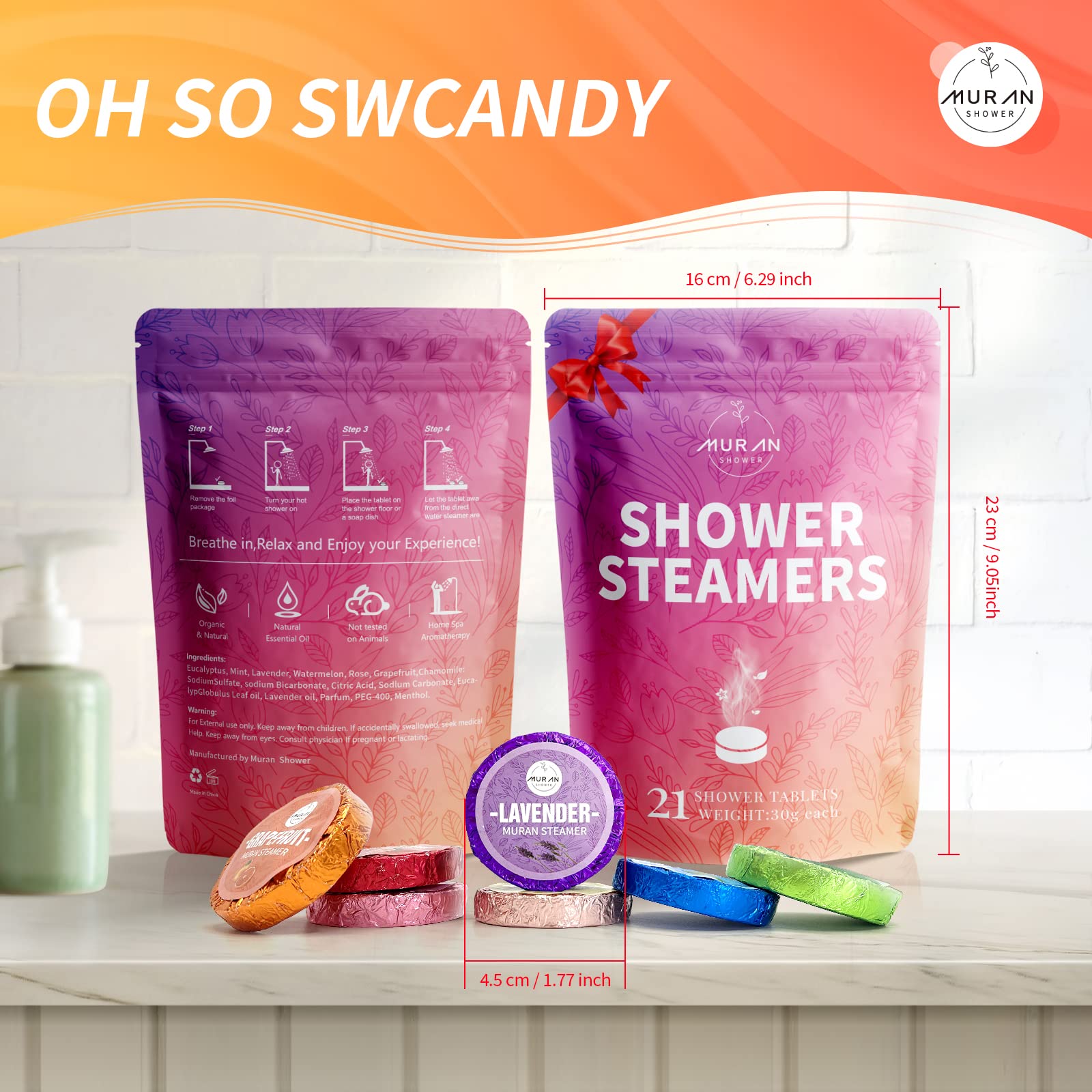 Muranshower rosa bomba de ducha: fragancia floral para cuidado personal