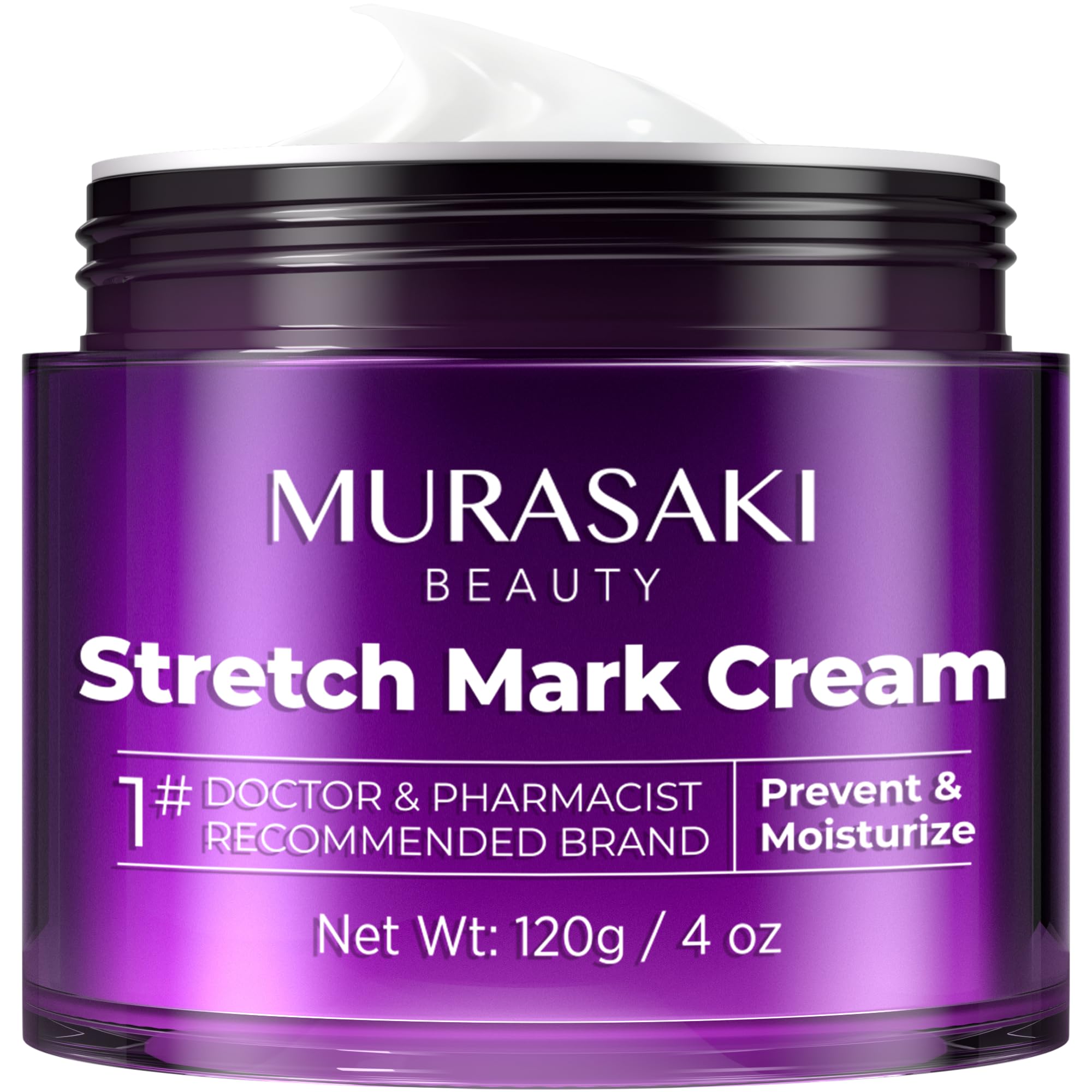 MURASAKI BEAUTY crema antiestrías en botella para prevención durante el embarazo.