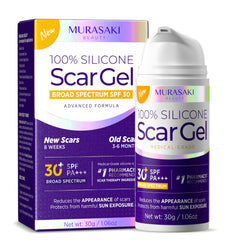 MURASAKI BEAUTY gel silicona para cicatriz 30 g muestra textura suave y uniforme.