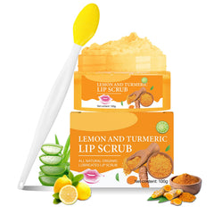 MUREND exfoliante labial curcuma limon con brocha para exfoliar suavemente.