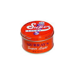 Murray's Pomade Super Light, botella en primer plano, control suave para peinados limpios.