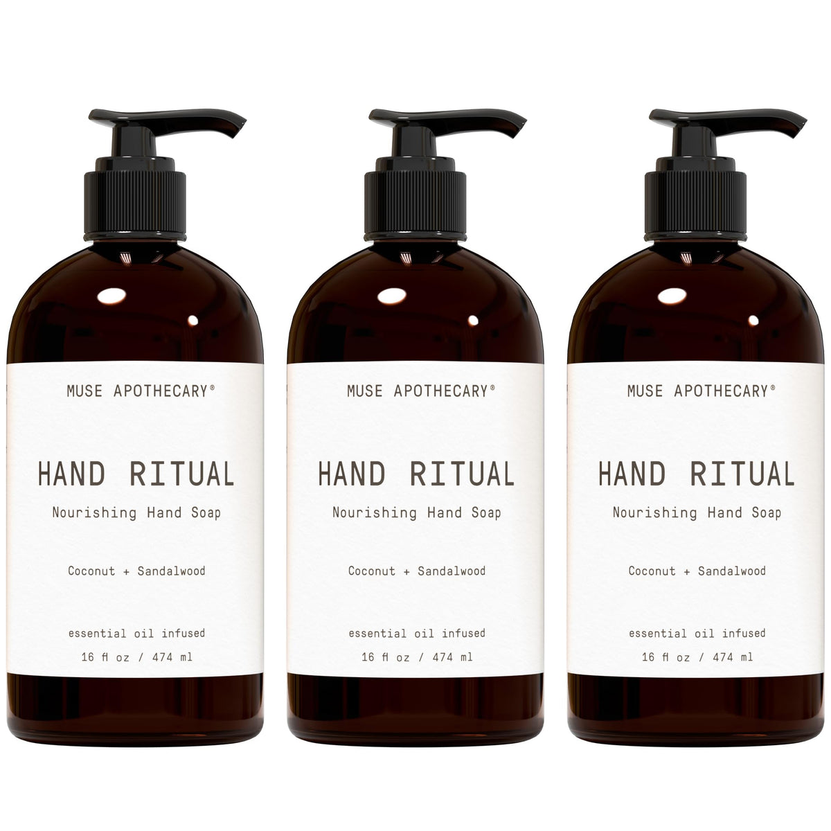 Muse Apothecary Hand Ritual, botella de 16 onzas, cuidado diario de manos.