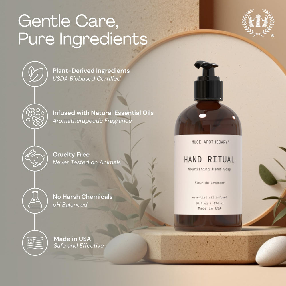 Fórmula suave para piel sensible en Muse Apothecary Hand Ritual.