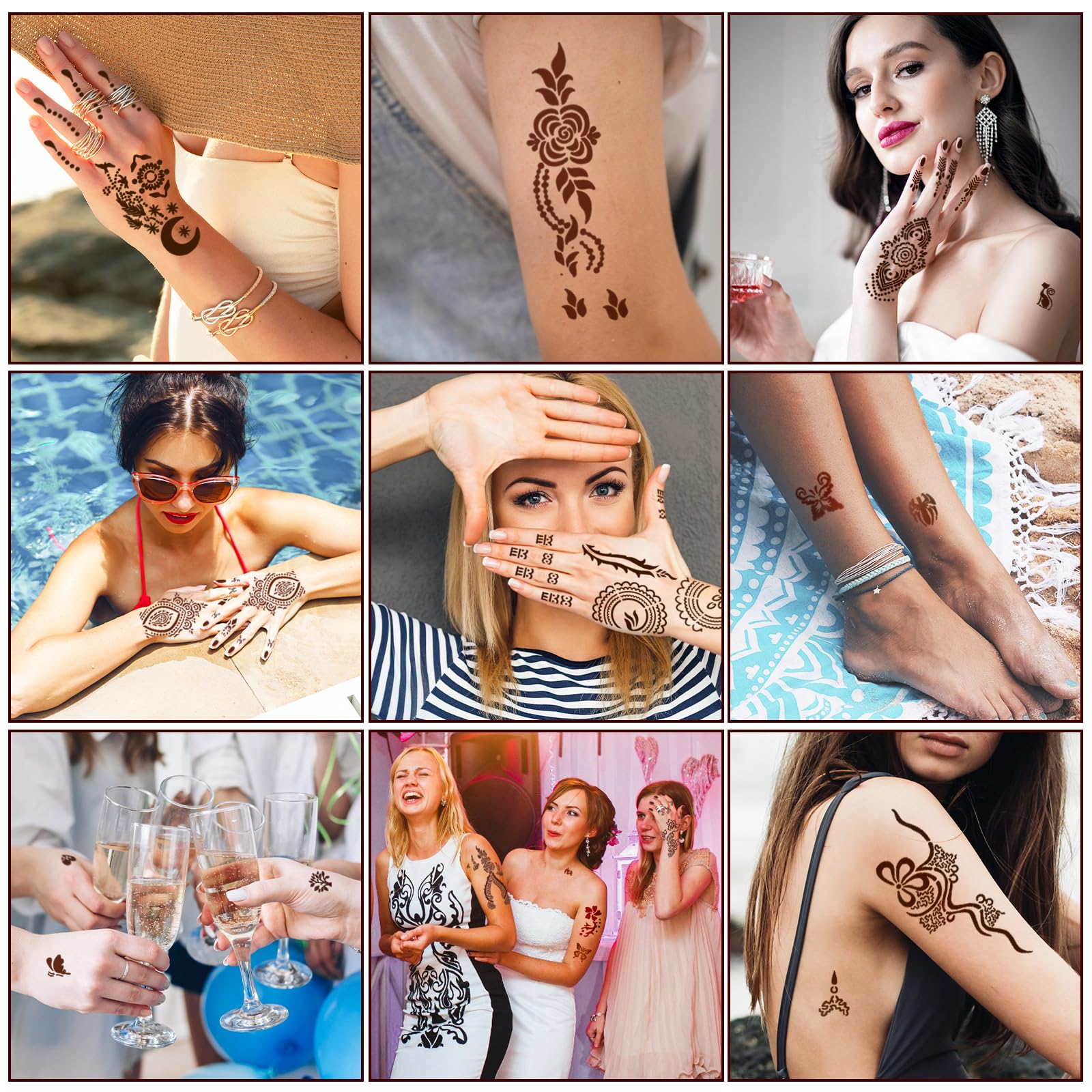 MuseLuxe Henna: plantilla corporal para diseño duradero y seguro.