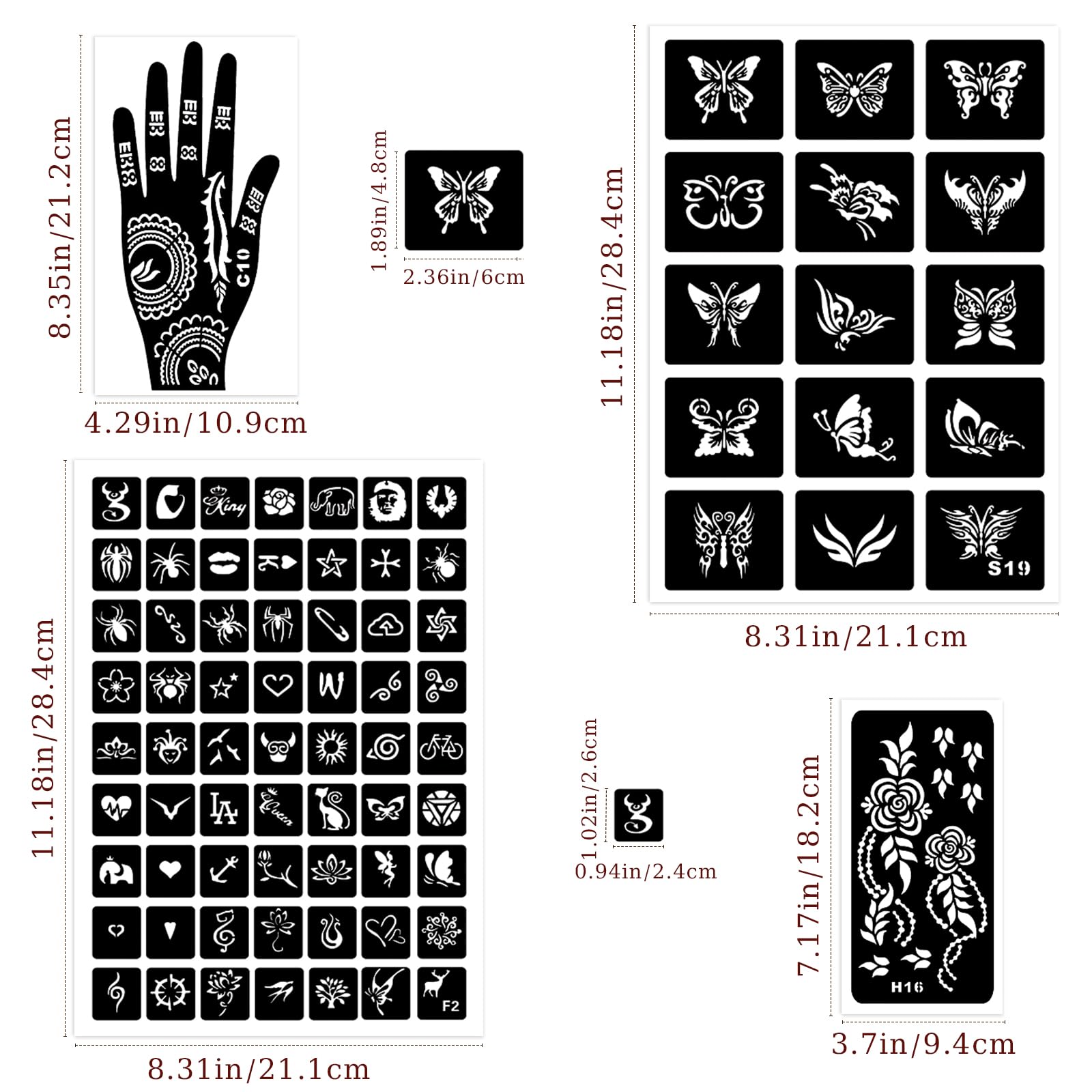 MuseLuxe Henna: conjunto portátil de plantillas, lista para usar en cualquier lugar.