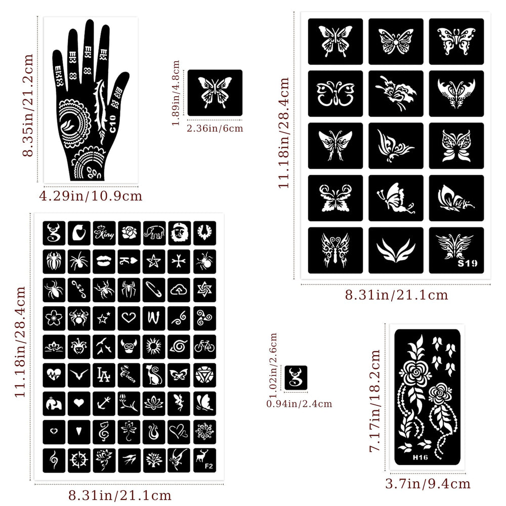 MuseLuxe Henna: conjunto portátil de plantillas, lista para usar en cualquier lugar.