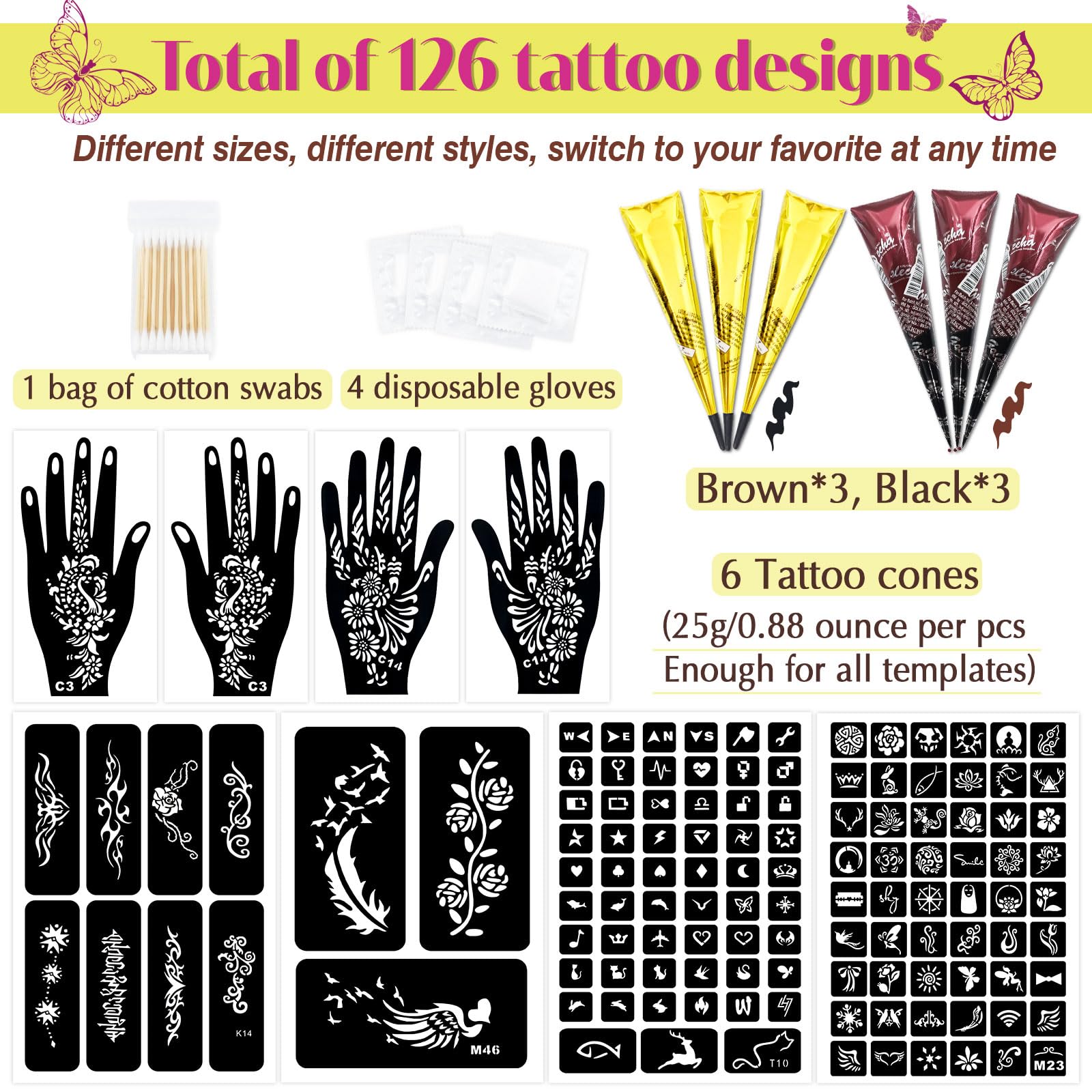 MuseLuxe tintas marrón y negro para tatuajes temporales duraderos