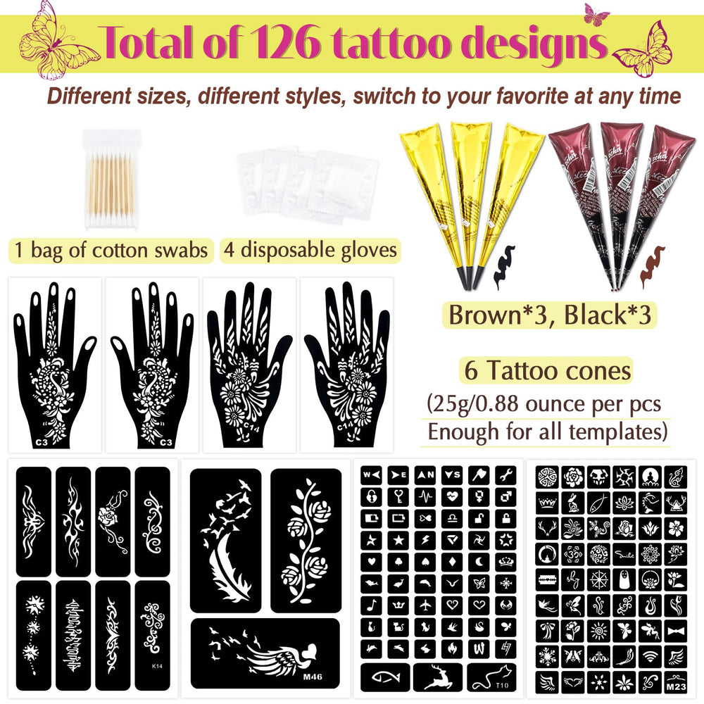 MuseLuxe tintas marrón y negro para tatuajes temporales duraderos