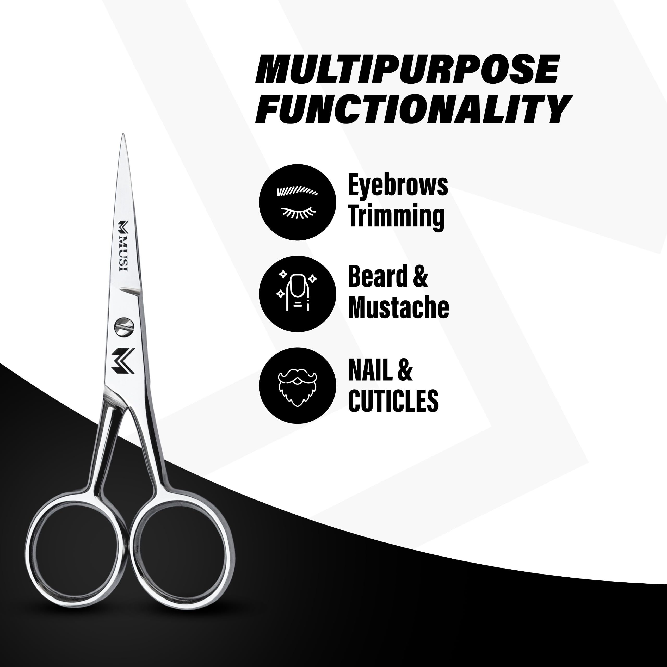 Tijeras MUSI para barba y bigote, precisión para delinear contornos.