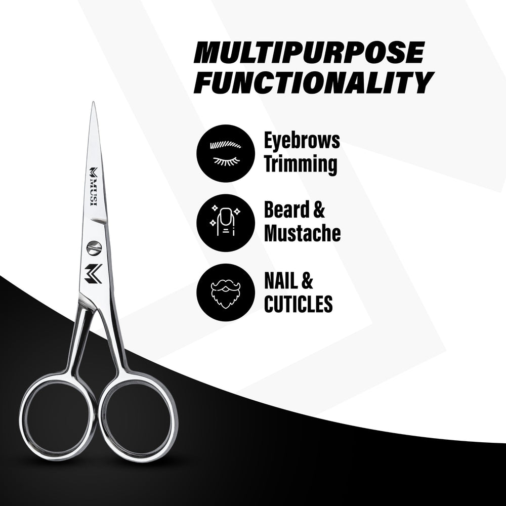 Tijeras MUSI para barba y bigote, precisión para delinear contornos.