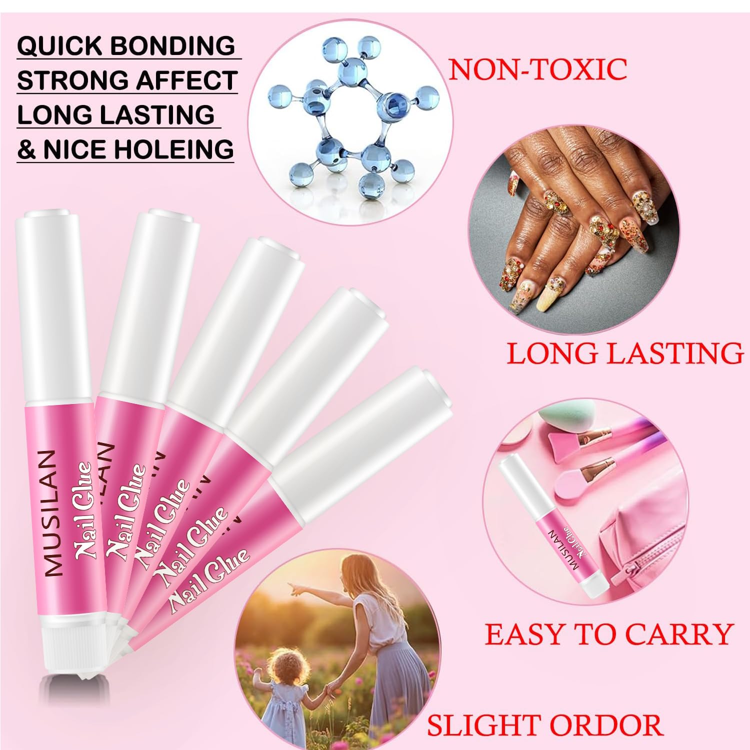 Conjunto MUSILAN con 40 adhesivos para uñas, alta capacidad