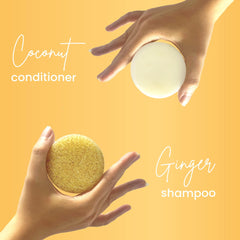 Detalle de la barra champu Muun Ginger con jengibre y aroma.