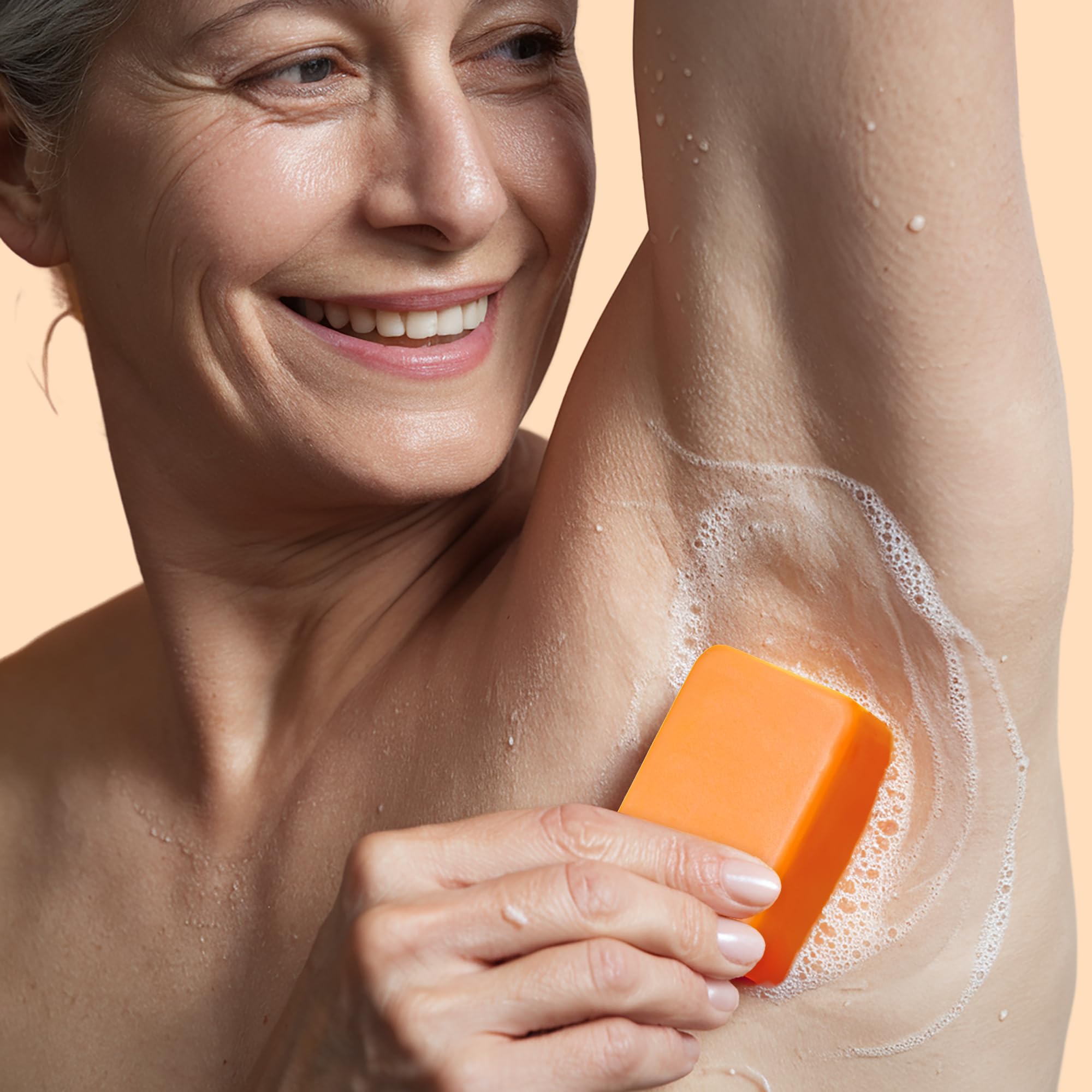 Jabón Muun Persimmon en ducha, limpieza rápida y profunda