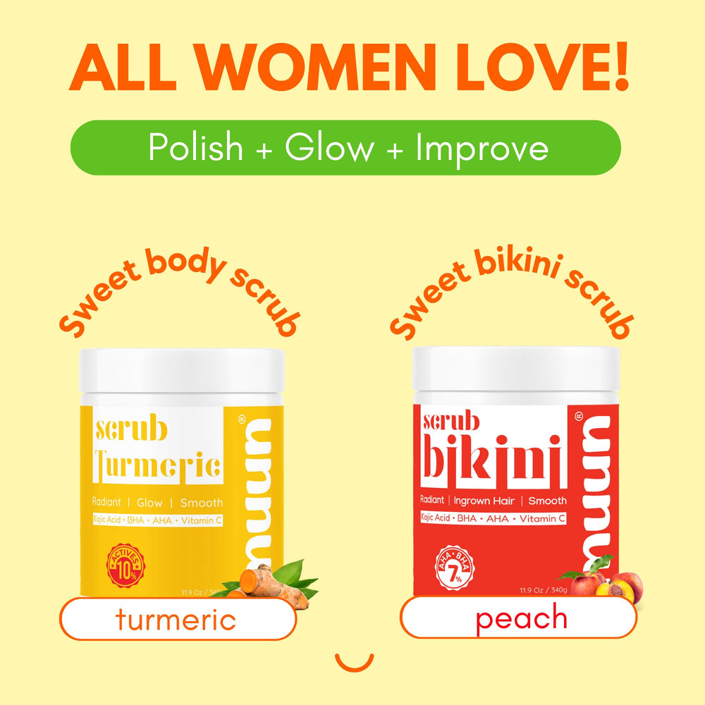 Muun Turmeric Scrub, uso recomendado en muslos internos y axilas