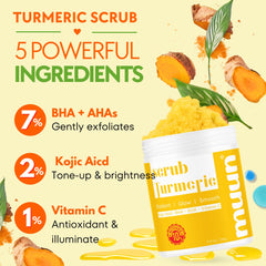 Muun Turmeric Scrub, gránulos finos para exfoliar la piel corporal
