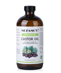 MUZAMOX aceite de ricino prensado en botella de vidrio ámbar para conservar pureza