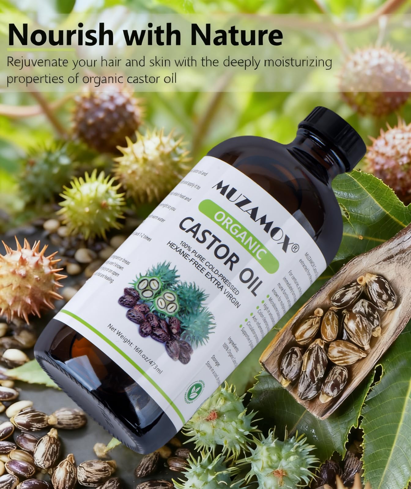 MUZAMOX pack de aceite de ricino en tela para envolturas de cuidado