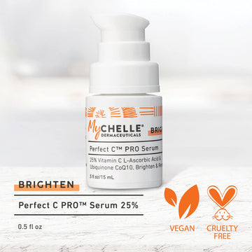 MyChelle Perfect C Pro Serum – flacon-ambré et formulation lumineuse au quotidien.
