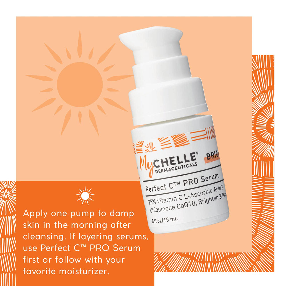 MyChelle Perfect C Pro Serum – routine matin et soir pour des résultats potentiels.