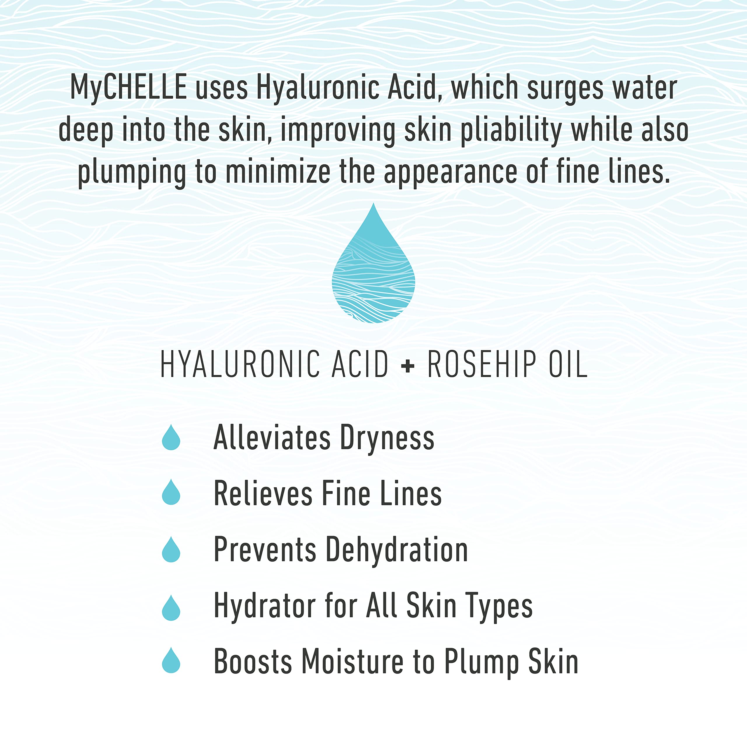 MyCHELLE Serum hialurónico: antioxidantes kombucha y té negro para revitalizar la piel.
