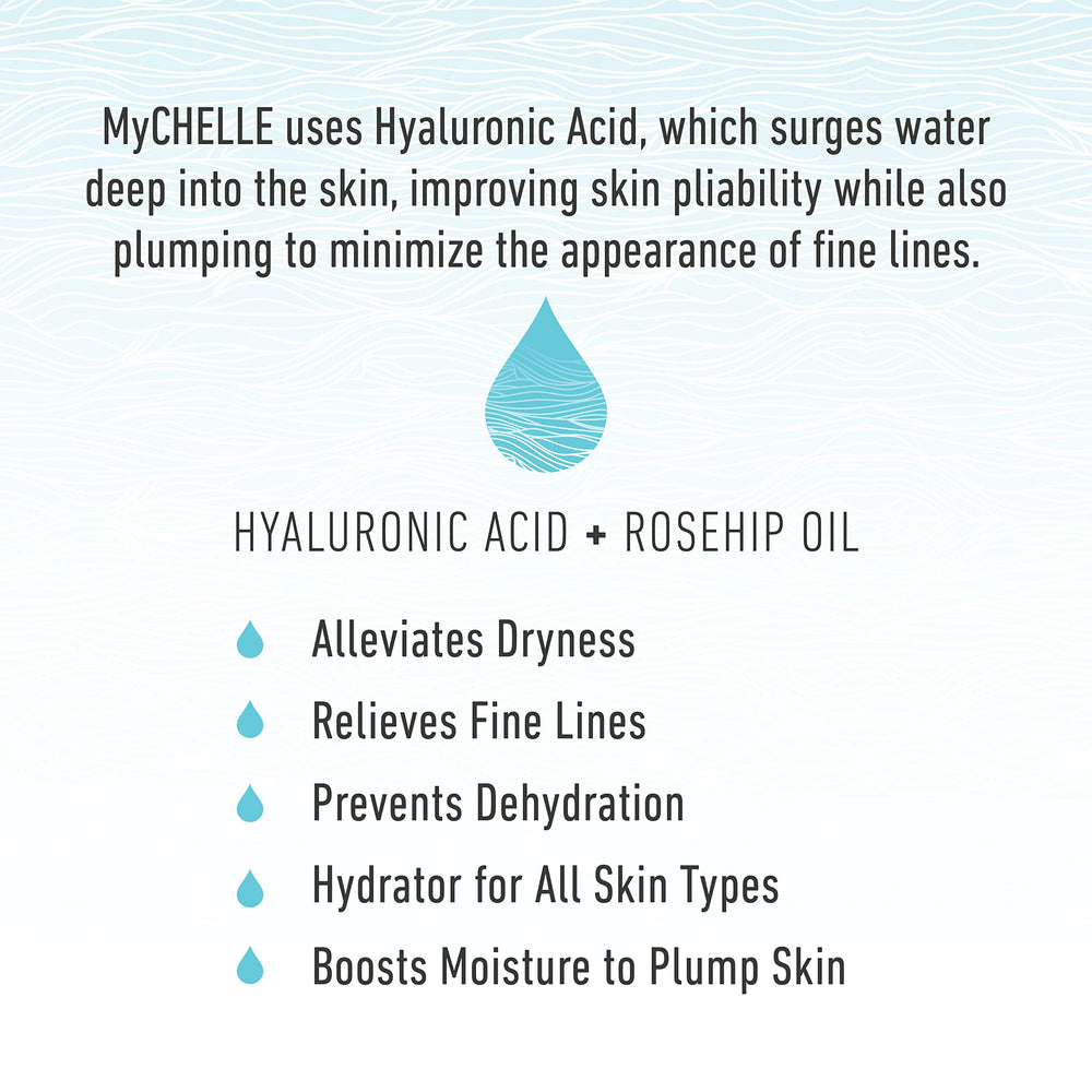 MyCHELLE Serum hialurónico: antioxidantes kombucha y té negro para revitalizar la piel.