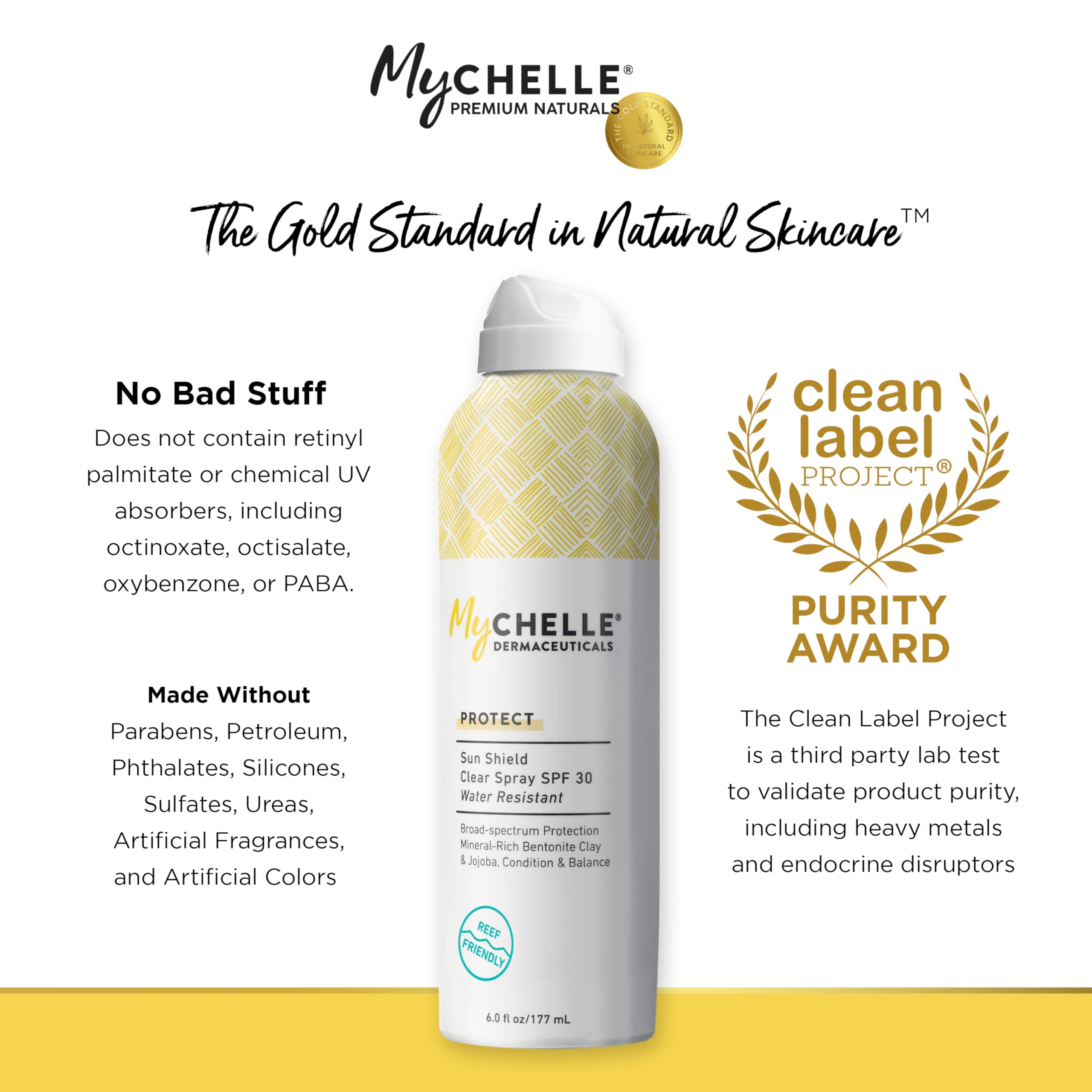 MyChelle Sun Shield Clear Spray con arcilla bentonita controla grasa y brillo.