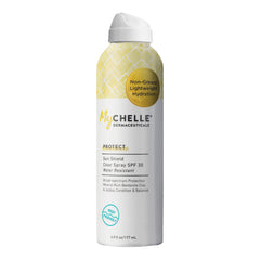 MyChelle Sun Shield Clear Spray SPF 30, envase de 6 oz para protección diaria.