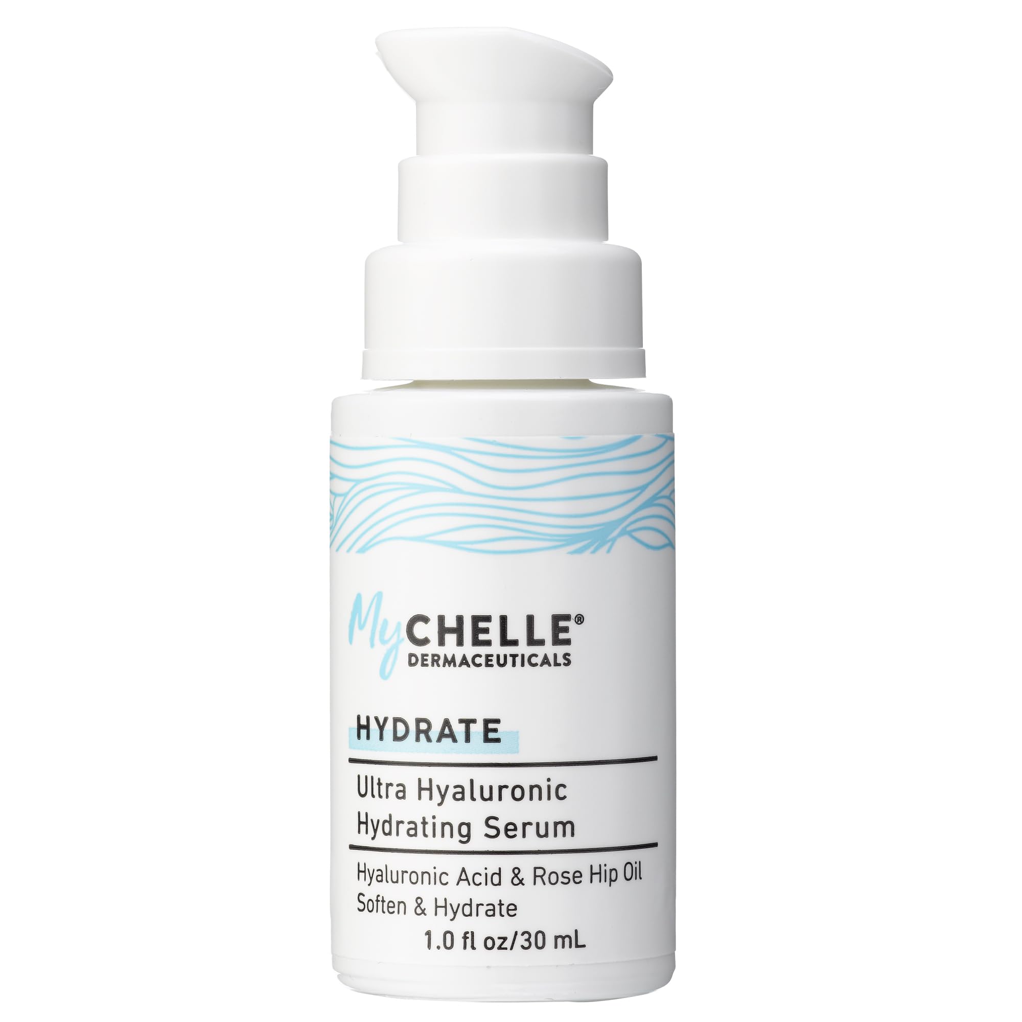 MyCHELLE Serum hialurónico: detalle de botella para hidratación suave.