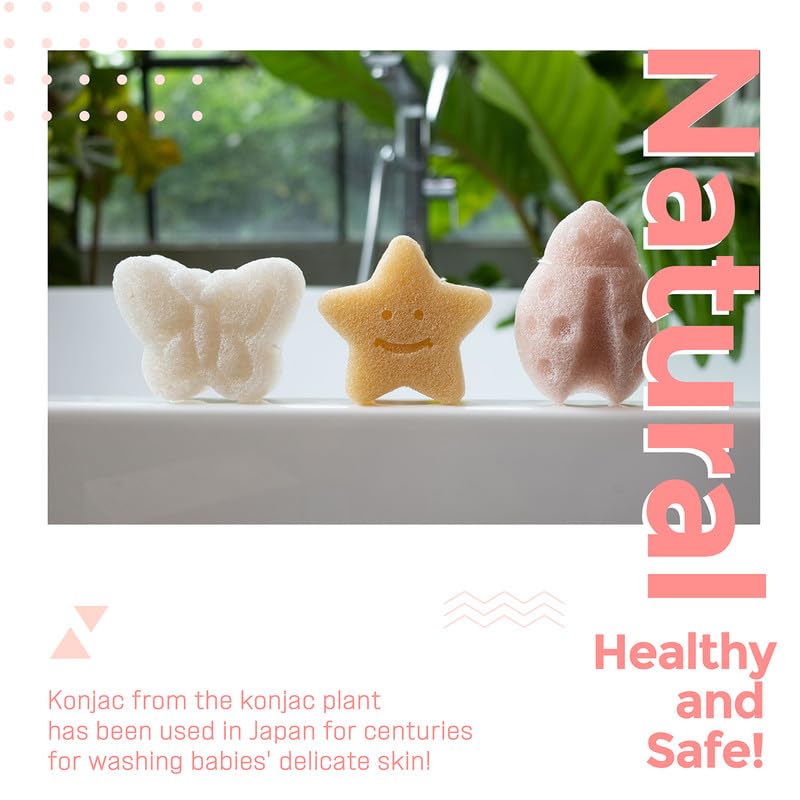 Esponja de konjac myHomeBody en forma de estrella, experiencia divertida para el lavado.
