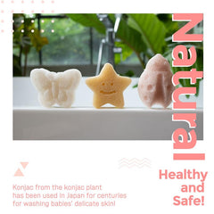 Esponja de konjac myHomeBody en forma de estrella, experiencia divertida para el lavado.