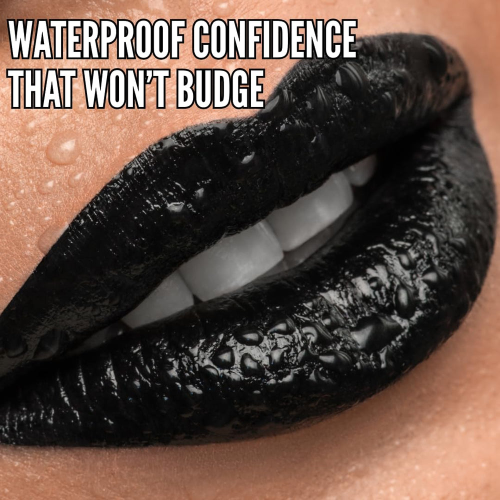 Mynena Matte Lipstick Black transfer-resistance demonstration on napkin