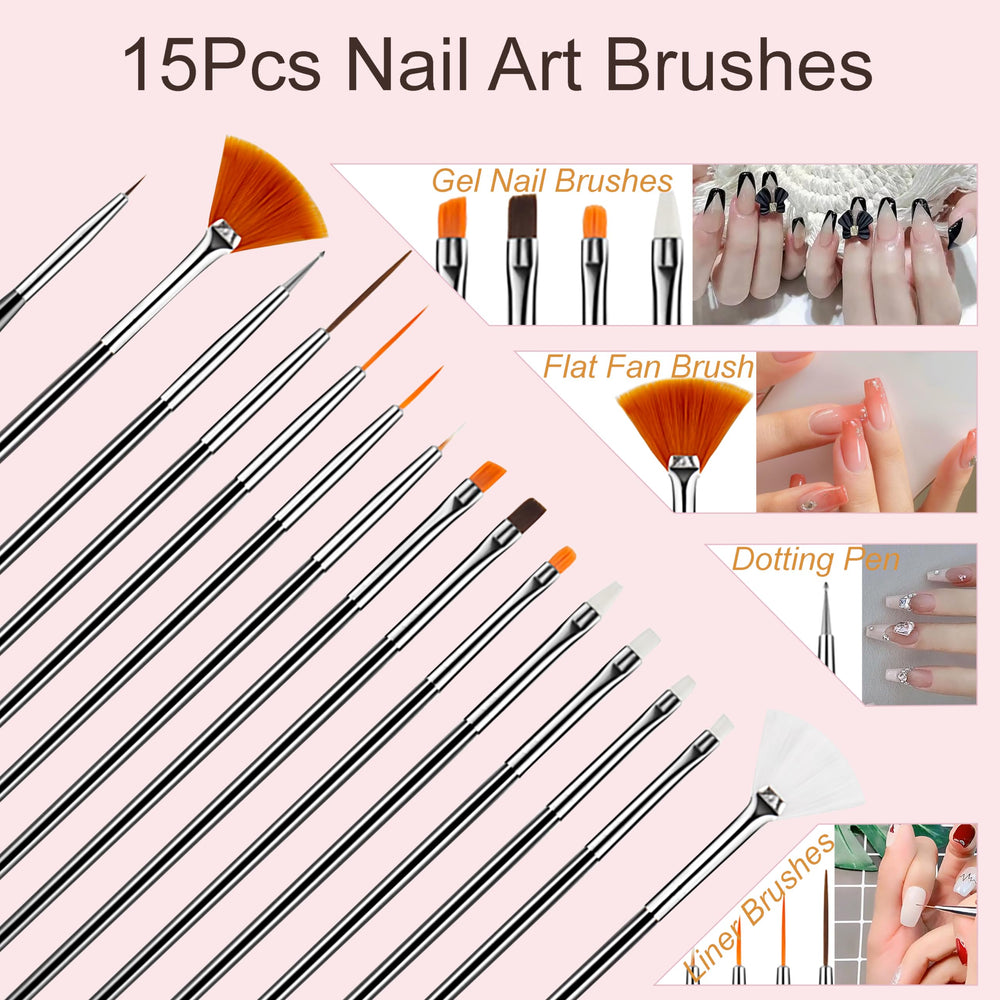 MYR brochas de arte para uñas en varias medidas para trazos finos y detallados.