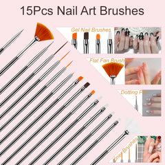 MYR brochas de arte para uñas en varias medidas para trazos finos y detallados.