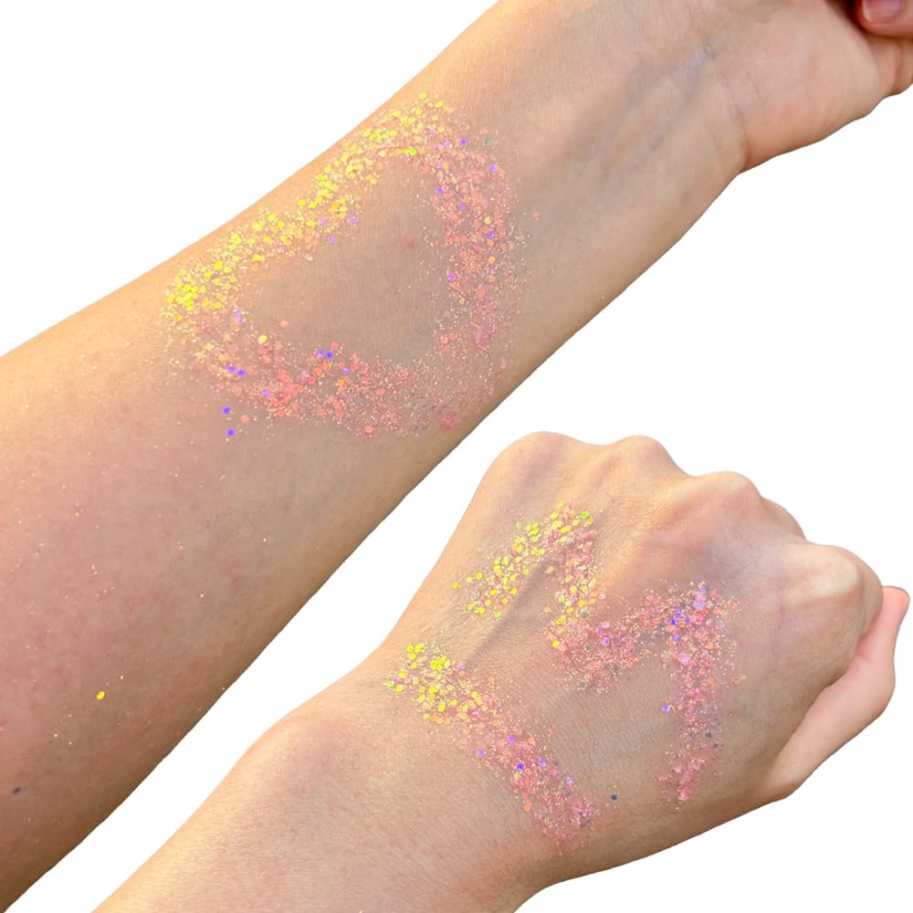 Mysense brillo para cara rosa con purpurina fina, maquillaje llamativo