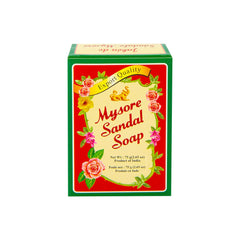 Mysore Sandal jabon 75 g en barra, aroma suave y duradero para uso diario.