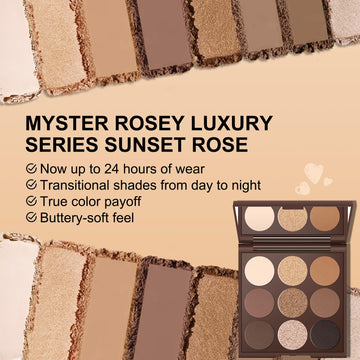 MYSTER ROSEY sombras mate, sin caída para un acabado limpio.