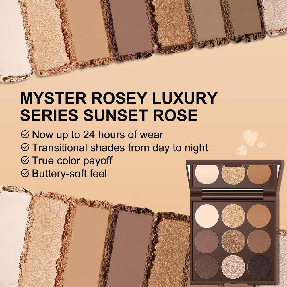 MYSTER ROSEY sombras mate, sin caída para un acabado limpio.