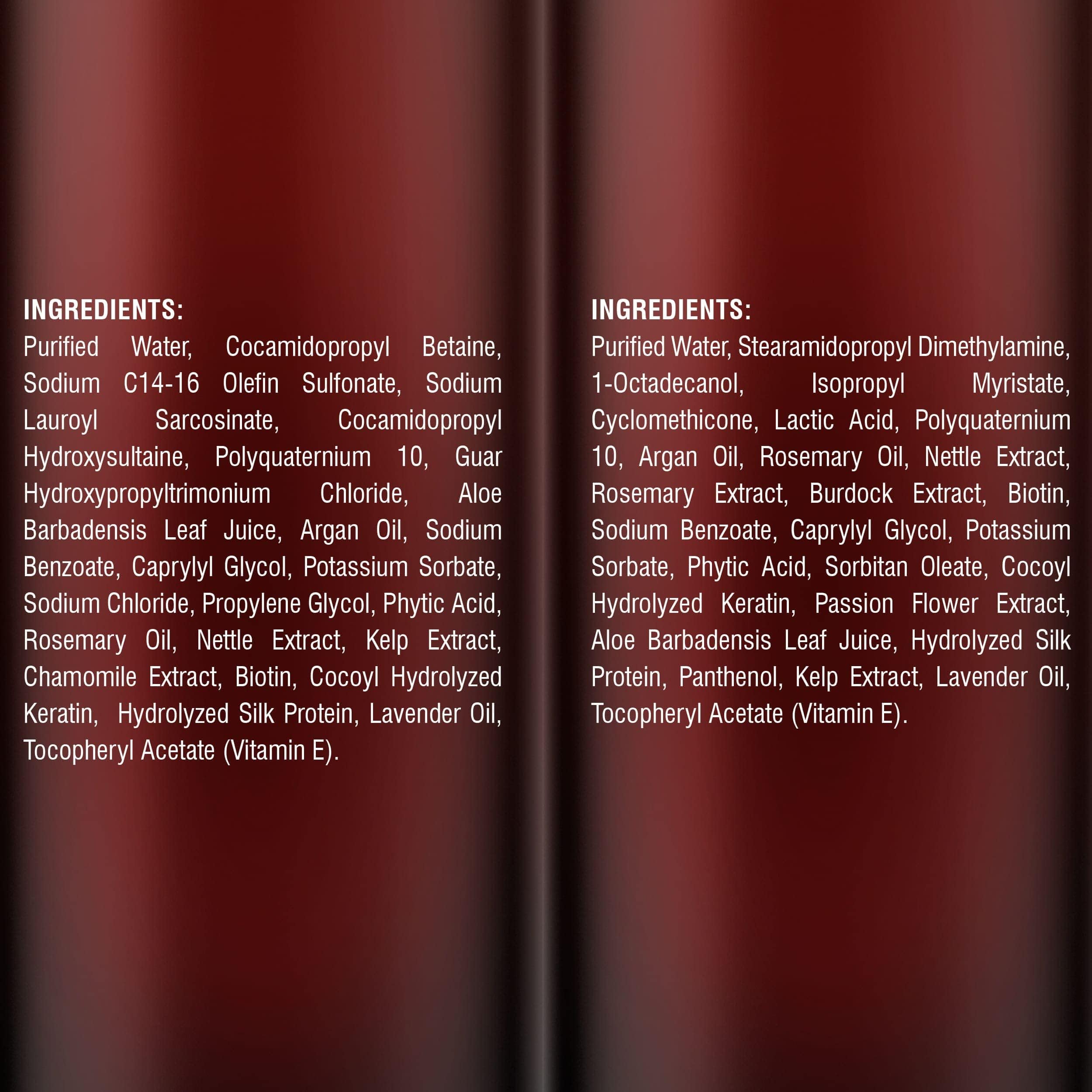 Envase Mystere Beaute con etiqueta limpia para cabellos.