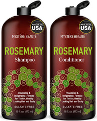 Shampoo romero de MYSTÉRE BEAUTÉ en botella para cabello nutrido y sedoso.