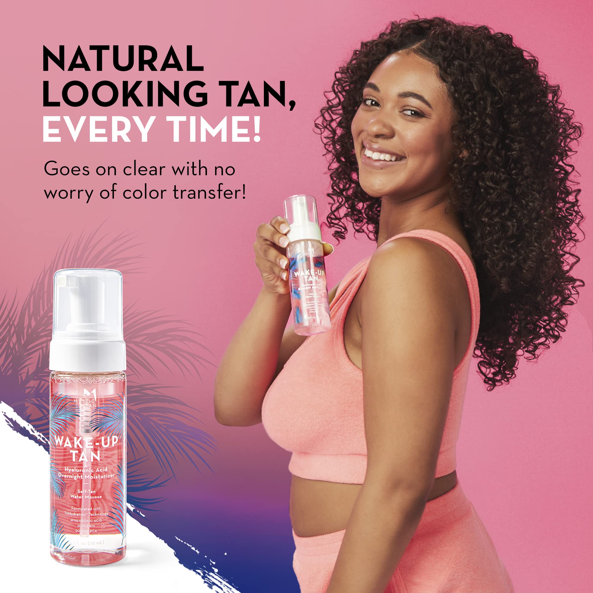 Aplicación en cuerpo con Mystic Tan mousse, hidratación y color parejo.