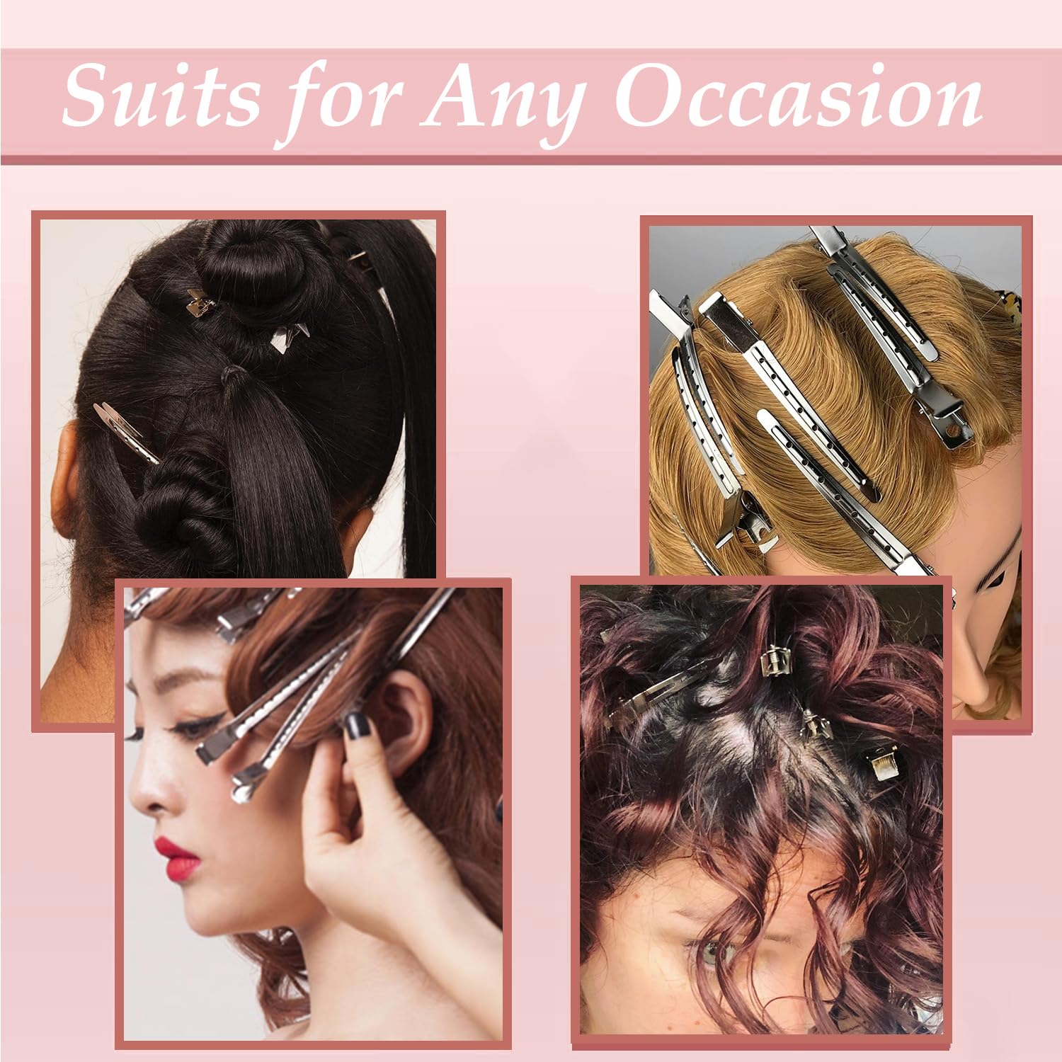 Mythos pinzas plateadas para cabello fino y rizado, versión duradera.