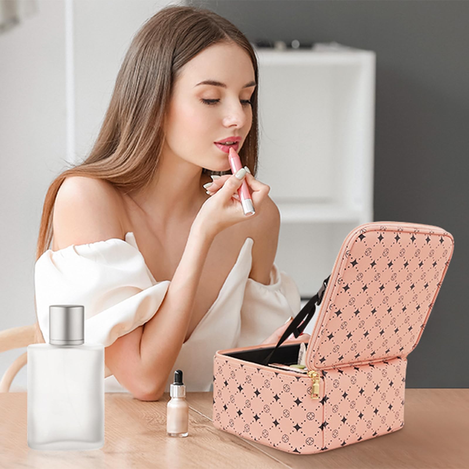 Espejo LED Myuren con brillo ajustable para maquillaje preciso.