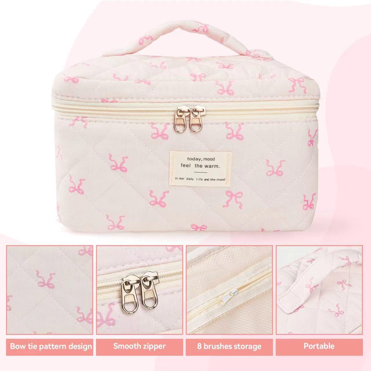 MZLUWM bolsa maquillaje apertura amplia, acceso rápido a tus cosméticos.