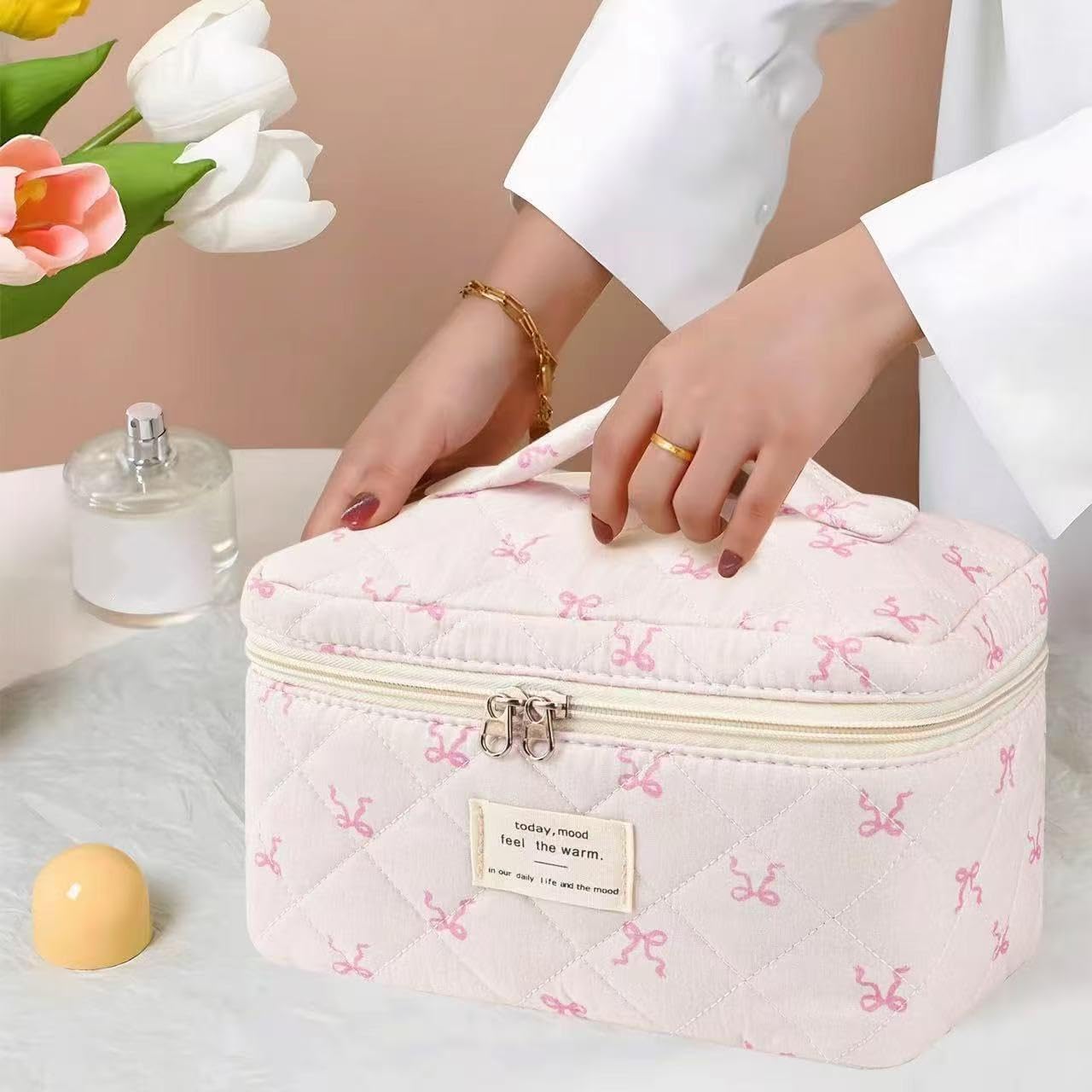 MZLUWM bolsa maquillaje uso diario, perfecta en casa o bolso.