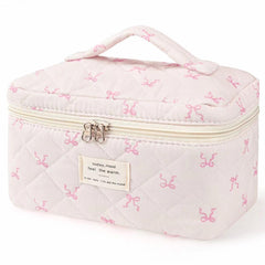 MZLUWM bolsa maquillaje lazo rosa, ideal para viajar con estilo.