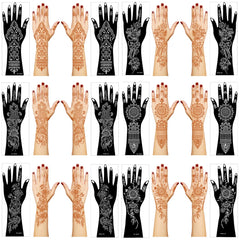 Mzstgh kit de plantillas para henna: 12 hojas con diseños florales para manos.