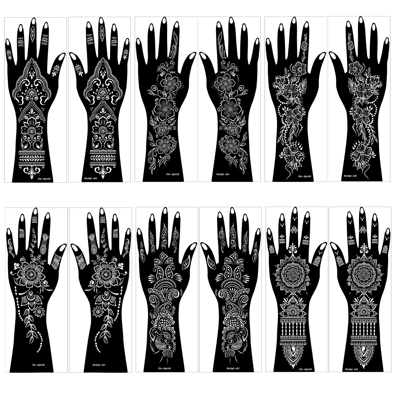 Mzstgh plantillas henna para uso en la mano, tatuaje temporal.