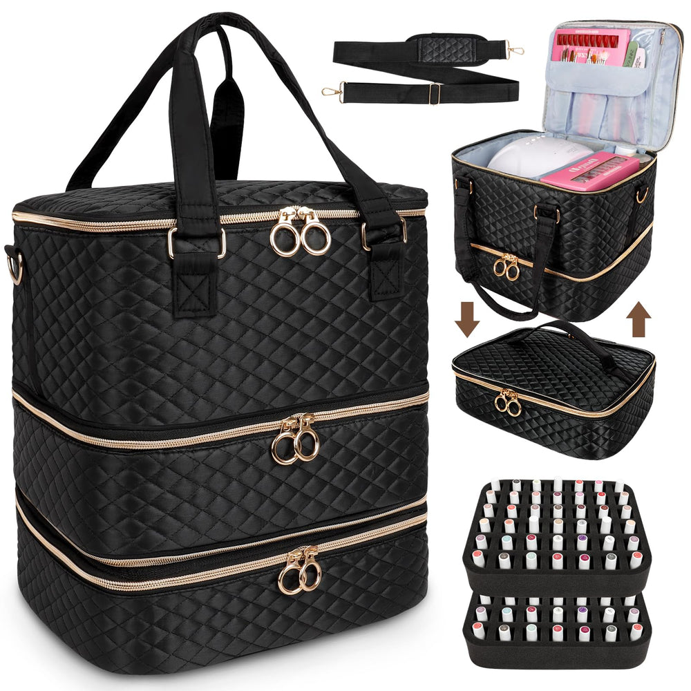 MZTXY organizador de esmaltes, bolsa de tres capas para acceso rápido.