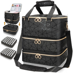 MZTXY organizador uñas tres capas con compartimentos, ideal para viaje.